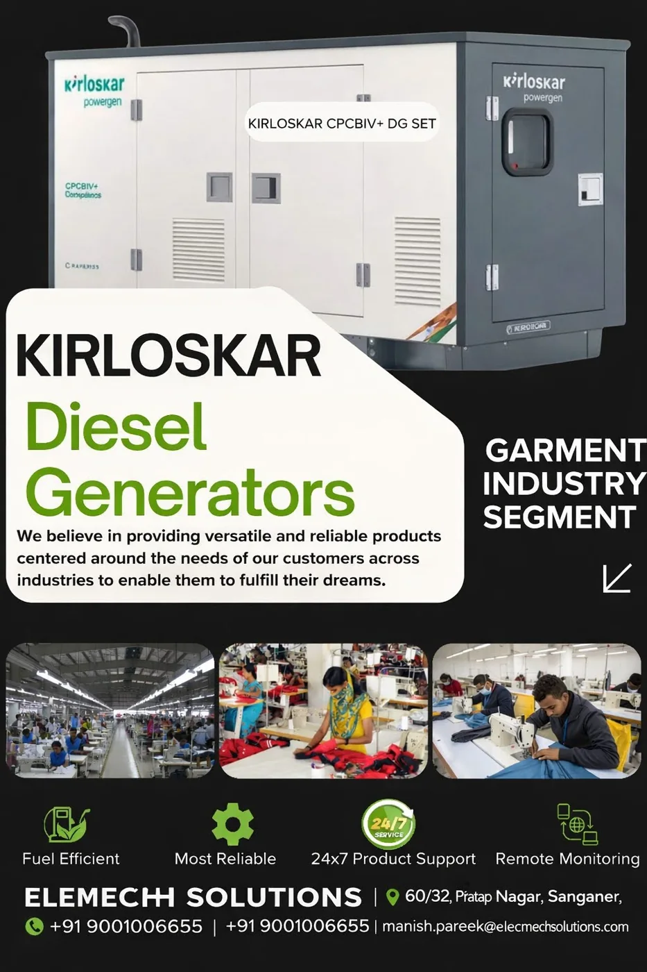 Powering Textile Manufacturing: Premium Kirloskar Diesel Generators